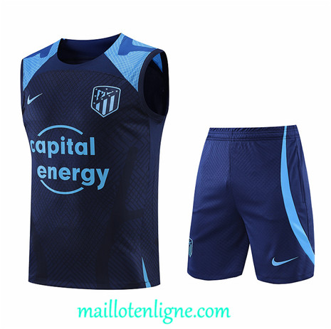 Thai Maillot Ensemble Training Atletico de Madrid Debardeur Bleu 2022/2023 ligne2320