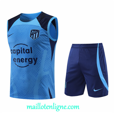 Thai Maillot Ensemble Training Atletico de Madrid Debardeur Bleu 2022/2023 ligne2321