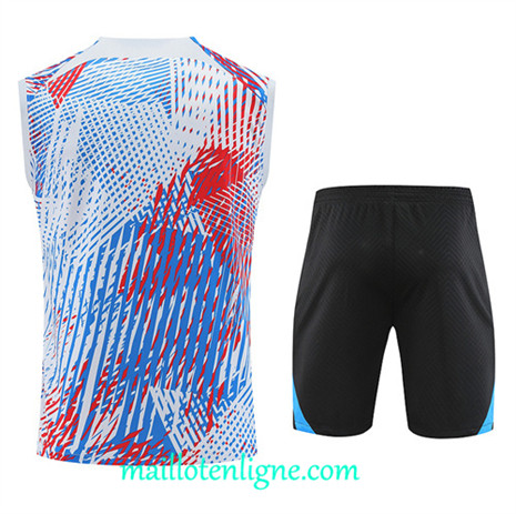 Thai Maillot Ensemble Barcelone Debardeur Training Bleu 2022 2023 maillotenligne 0632