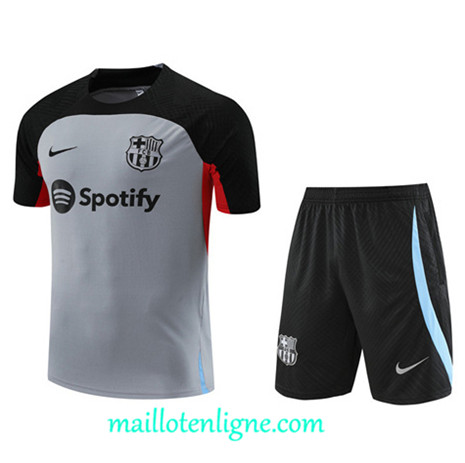 Thai Maillot Ensemble Barcelone + Short Training gris 2022 2023 maillotenligne 0633