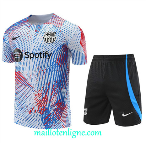Thai Maillot Ensemble Barcelone + Short Training Bleu 2022 2023 maillotenligne 0634