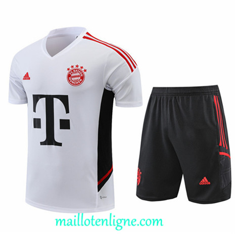 Thai Maillot Ensemble Training Bayern Munich + Short Blanc 2022/2023 ligne2318