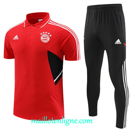 Thai Maillot Ensemble Bayern Munich Polo Training rouge 2022 2023 maillotenligne 0623