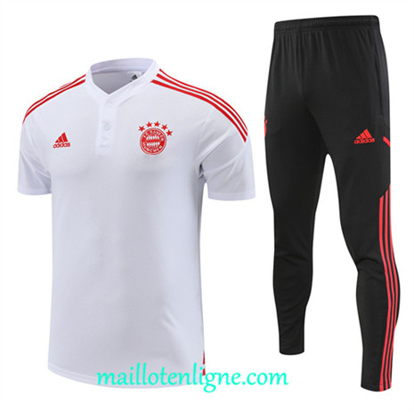 Thai Maillot Ensemble Bayern Munich Polo Training Blanc 2022 2023 maillotenligne 0624