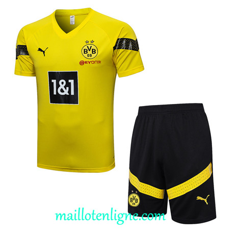 Thai Maillot Ensemble Borussia Dortmund + Short Training jaune 2022 2023 maillotenligne 0627