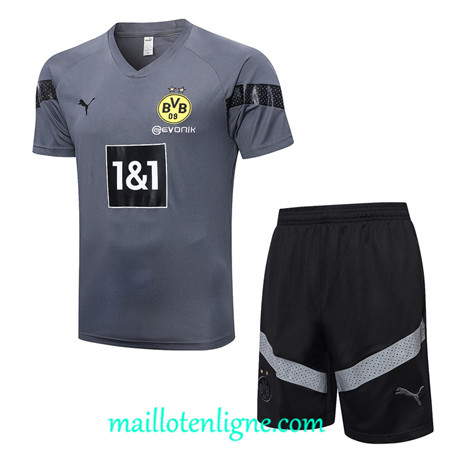 Thai Maillot Ensemble Borussia Dortmund + Short Training gris 2022 2023 maillotenligne 0628