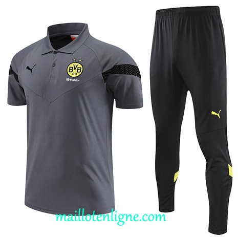 Thai Maillot Ensemble Borussia Dortmund Training gris 2022 2023 maillotenligne 0630