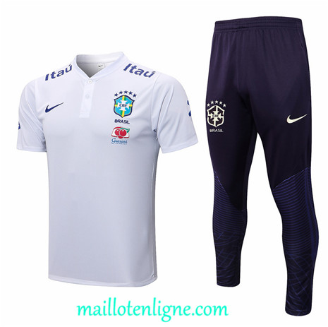 Thai Maillot Ensemble Training Bresil Blanc 2022/2023 ligne2352