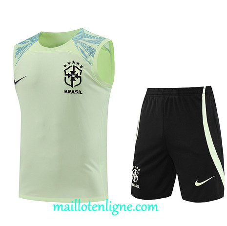 Thai Maillot Ensemble Brésil Debardeur Training Blanc 2022 2023 maillotenligne 0692