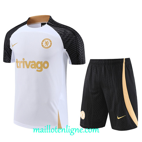 Thai Maillot Ensemble Chelsea + Short Training Blanc 2023 2024 maillotenligne 0741