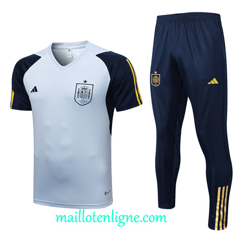 Thai Maillot Ensemble Espagne Training Bleu 2022 2023 maillotenligne 0709