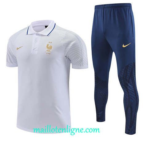 Thai Maillot Ensemble France Training Blanc 2022 2023 maillotenligne 0713