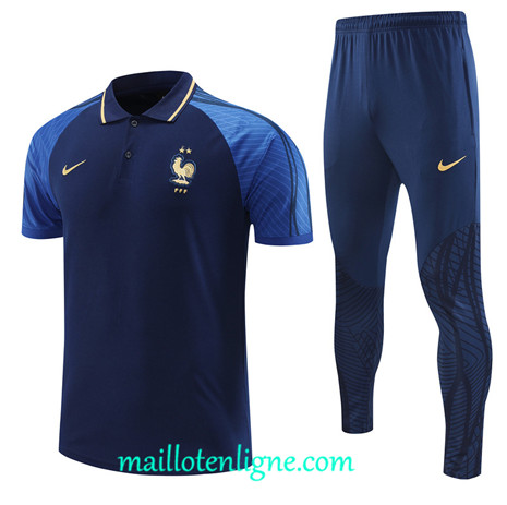 Thai Maillot Ensemble France Training Bleu 2022 2023 maillotenligne 0714