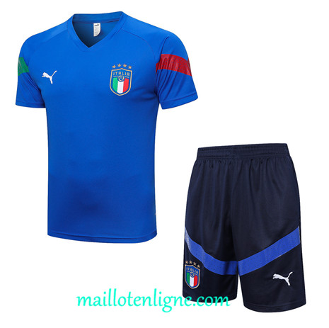 Thai Maillot Ensemble Italie + Short Training Bleu 2022 2023 maillotenligne 0716