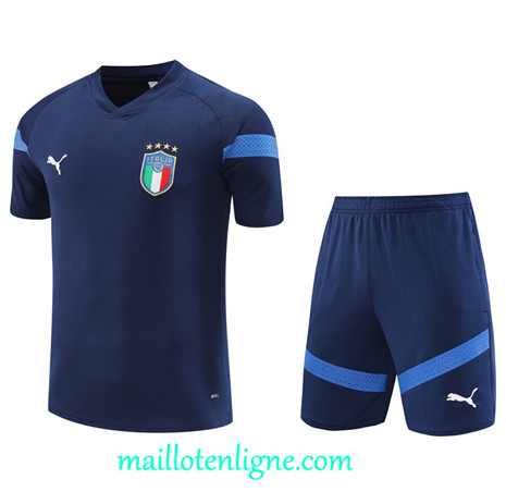 Thai Maillot Ensemble Italie + Short Training Bleu 2022 2023 maillotenligne 0717