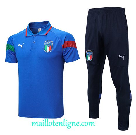 Thai Maillot Ensemble Italie Polo Training Bleu 2022 2023 maillotenligne 0719