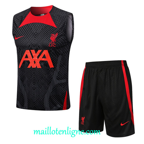 Thai Maillot Ensemble Liverpool Debardeur Training noir 2022 2023 maillotenligne 0744