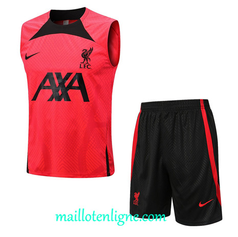 Thai Maillot Ensemble Liverpool Debardeur Training rouge 2022 2023 maillotenligne 0747