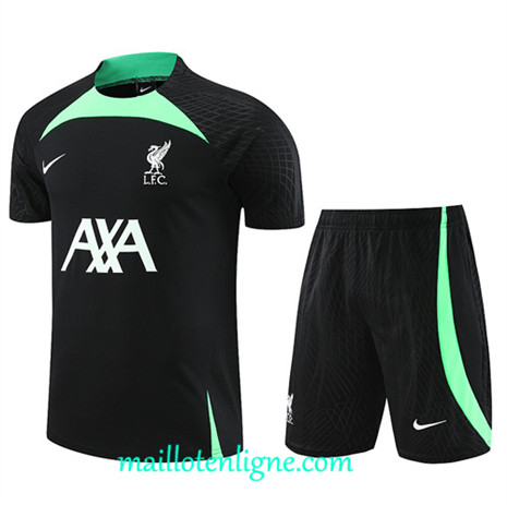 Thai Maillot Ensemble Liverpool + Short Training noir 2023 2024 maillotenligne 0748