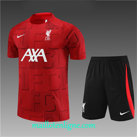 Thai Maillot Ensemble Liverpool Enfant + Short Training rouge 2023 2024 maillotenligne 0749