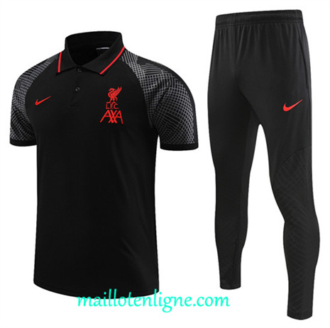 Thai Maillot Ensemble Liverpool Polo Training noir 2022 2023 maillotenligne 0753