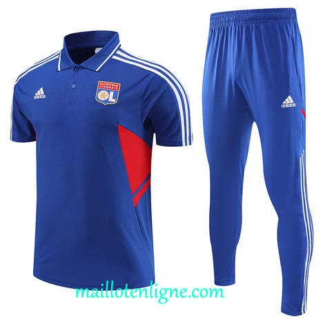 Thai Maillot Ensemble Lyon Polo Training Bleu 2022 2023 maillotenligne 0645