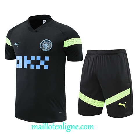 Thai Maillot Ensemble Training Manchester City + Short Noir 2022/2023 ligne2361