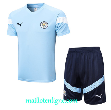 Thai Maillot Ensemble Manchester City + Short Training Bleu 2022 2023 maillotenligne 0760