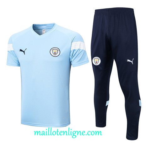 Thai Maillot Ensemble Manchester City Training Bleu 2022 2023 maillotenligne 0764