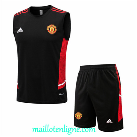 Thai Maillot Ensemble Training Manchester United Debardeur Noir 2022/2023 ligne2362