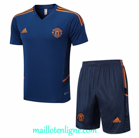 Thai Maillot Ensemble Training Manchester United + Short Bleu 2022/2023 ligne2366