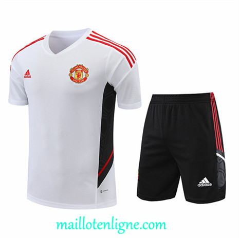 Thai Maillot Ensemble Training Manchester United + Short Blanc 2022/2023 ligne2367