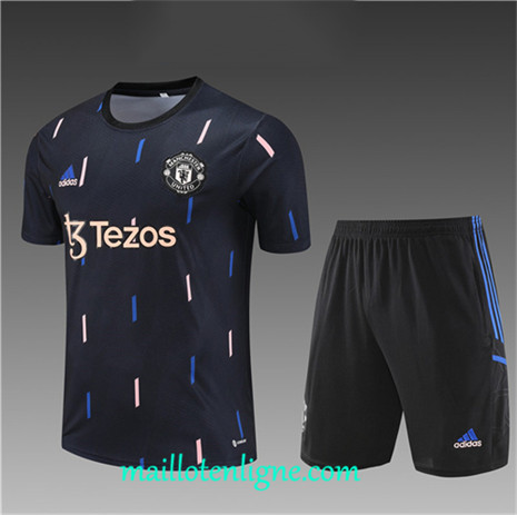 Thai Maillot Ensemble Manchester United Enfant + Short Training Bleu 2022 2023 maillotenligne 0767