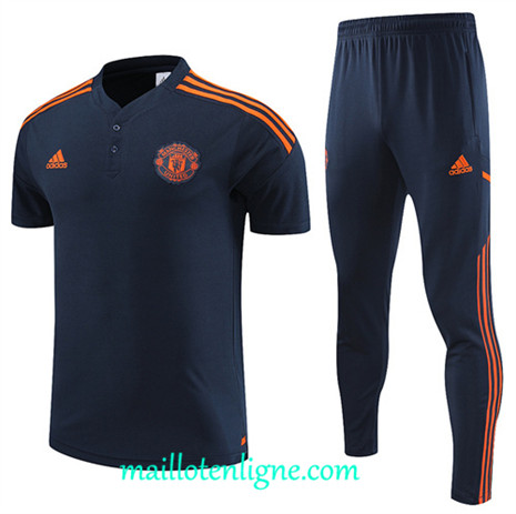 Thai Maillot Ensemble Manchester United Polo Training Bleu 2022 2023 maillotenligne 0770