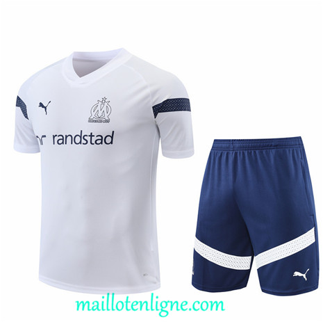 Thai Maillot Ensemble Training Marseille + Short Blanc 2022/2023 ligne2331