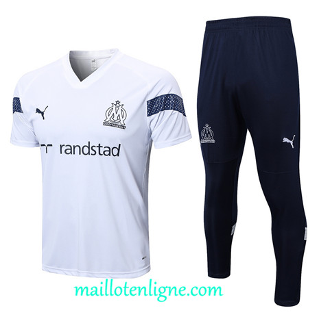 Thai Maillot Ensemble Marseille Training Blanc 2022 2023 maillotenligne 0653