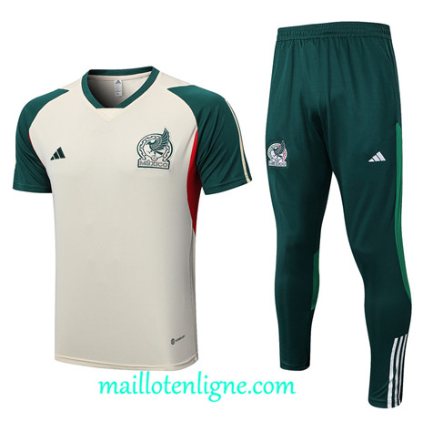 Thai Maillot Ensemble Mexique Training Blanc 2023 2024 maillotenligne 0726