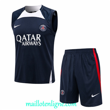 Thai Maillot Ensemble Training Paris Paris Saint-Germain Debardeur Bleu 2022/2023 ligne2337