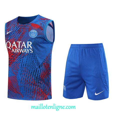 Thai Maillot Ensemble Paris Paris Saint-Germain Debardeur Training Bleu 2022 2023 maillotenligne 0655