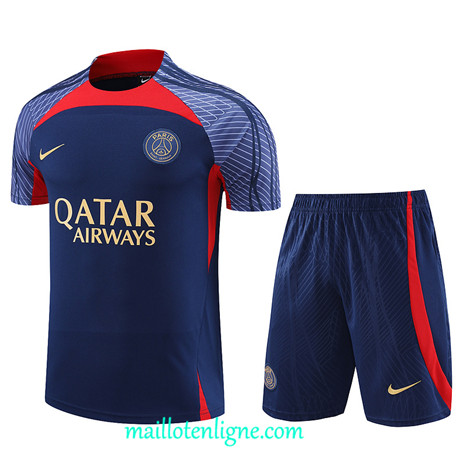 Thai Maillot Ensemble Paris Paris Saint-Germain + Short Training Bleu 2023 2024 maillotenligne 0656