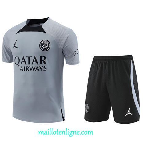 Thai Maillot Ensemble Paris Paris Saint-Germain + Short Training gris 2022 2023 maillotenligne 0659