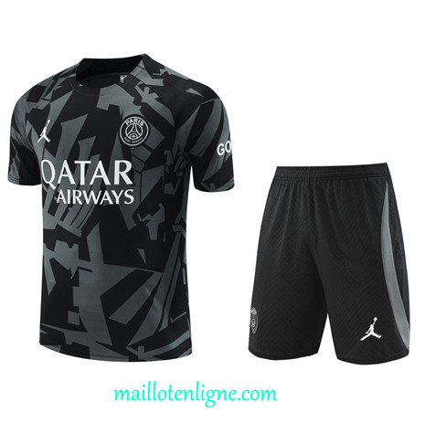 Thai Maillot Ensemble Paris Paris Saint-Germain + Short Training noir 2022 2023 maillotenligne 0660