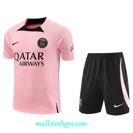 Thai Maillot Ensemble Paris Paris Saint-Germain + Short Training rose 2022 2023 maillotenligne 0662