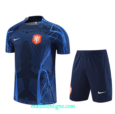 Thai Maillot Ensemble Pays-Bas + Short Training Bleu 2022 2023 maillotenligne 0727