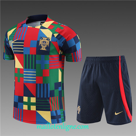 Thai Maillot Ensemble Portugal + Short Training Bleu 2023 2024 maillotenligne 0728