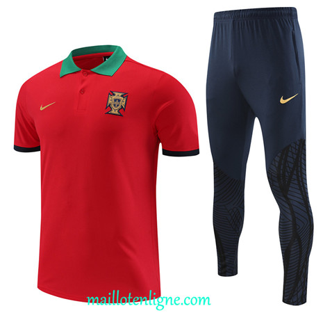 Thai Maillot Ensemble Portugal Training rouge 2022 2023 maillotenligne 0731