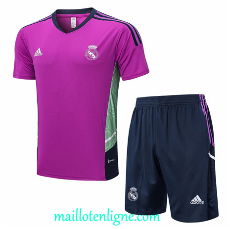 Thai Maillot Ensemble Training Real Madrid + Short Pourpre 2022/2023 ligne2327