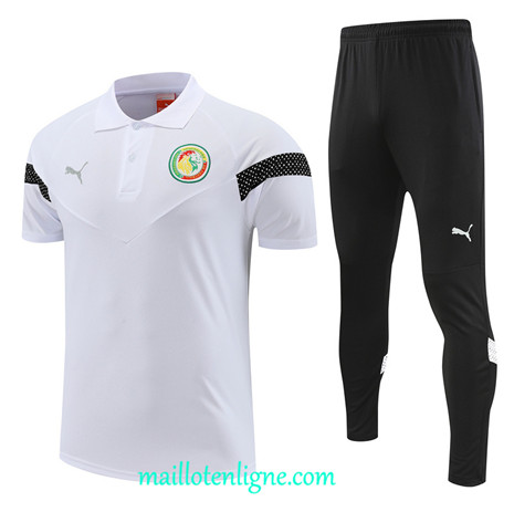 Thai Maillot Ensemble Sénégal Polo Training Blanc 2022 2023 maillotenligne 0733