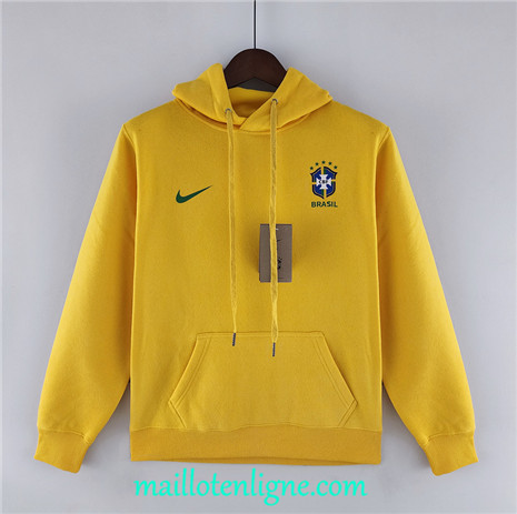 Thai Veste foot Bresil A Capuche Jaune 2022/2023 ligne2386