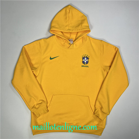 Thai Maillot Ensemble Brésil Sweat A Capuche jaune 2023 2024 maillotenligne 0818